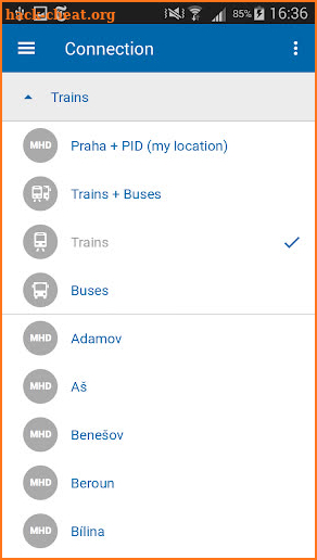 Czech Public Transport IDOS screenshot