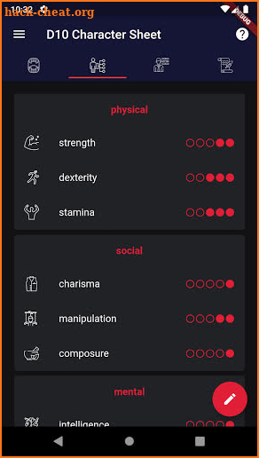 D10 Character Sheet screenshot