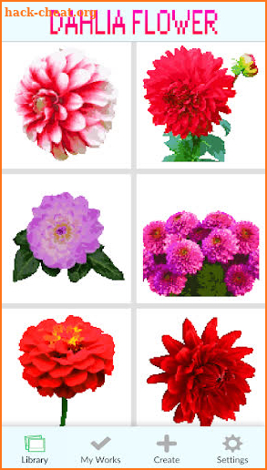 Dahlia Flower Pixel Art Coloring By Number screenshot