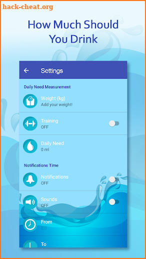 Daily Water Intake Reminder App screenshot