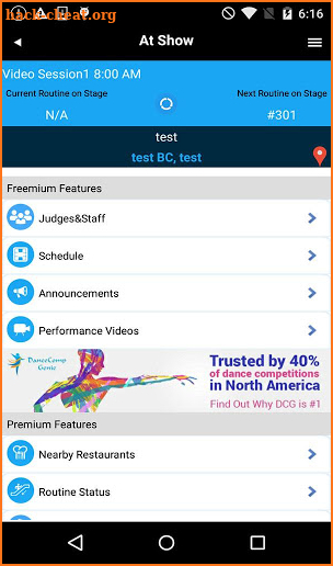 DanceComp Genie Events App screenshot