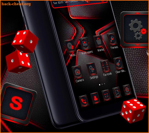 Dark HD Red Black Launcher Theme screenshot