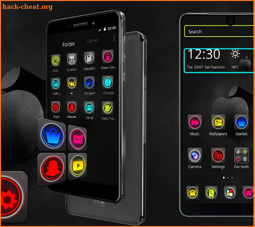 Dark Neon Apple Launcher Theme screenshot