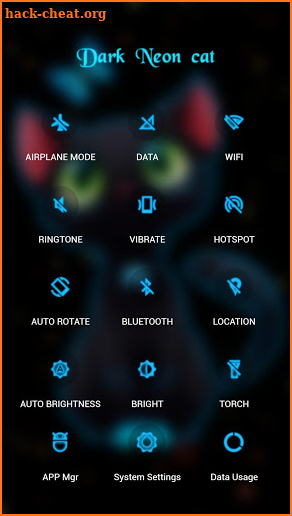 Dark Neon Cat APUS Launcher theme screenshot