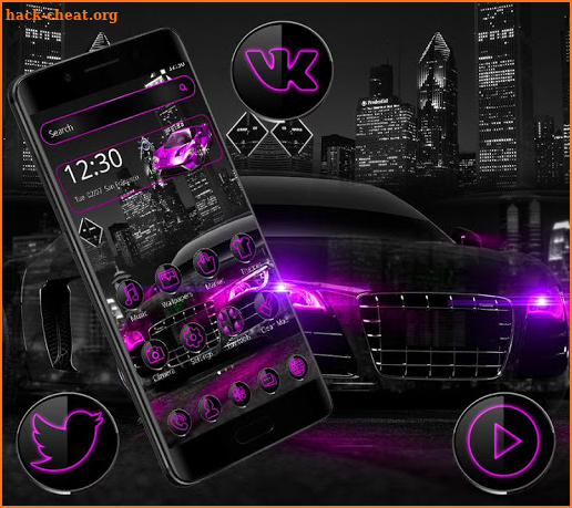 Dark Purple Black Car Launcher Theme 🚕 screenshot