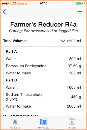 Darkroom Formulas screenshot