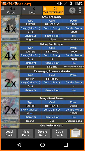 Database for Dragon Ball Super Card Game screenshot
