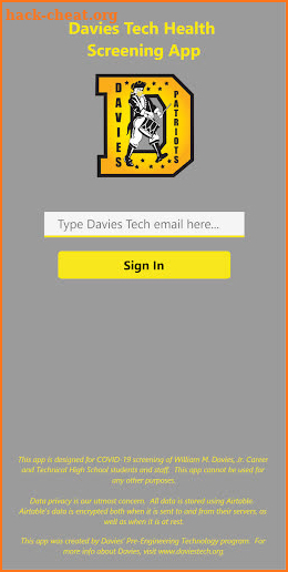 Davies Tech Health Screening screenshot