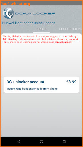 DC Huawei Bootloader Codes screenshot