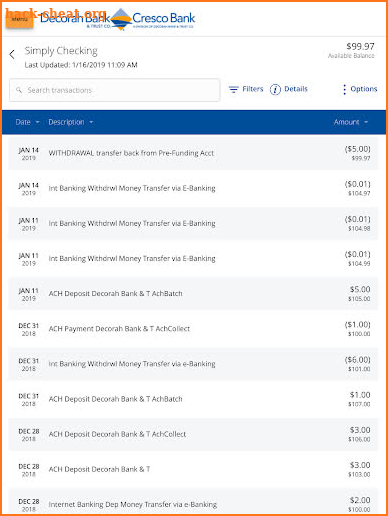 Decorah Bank and Cresco Bank screenshot