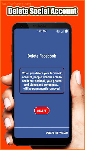 Delete Social Account screenshot