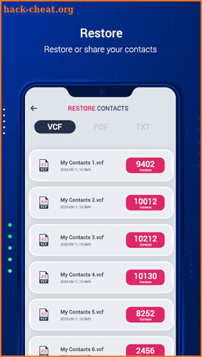 Deleted Contact Recovery App screenshot
