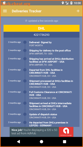 Deliveries Tracker screenshot