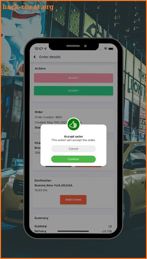 Demo taxi app screenshot