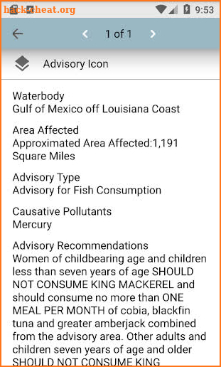 DEQ Fish Advisories screenshot