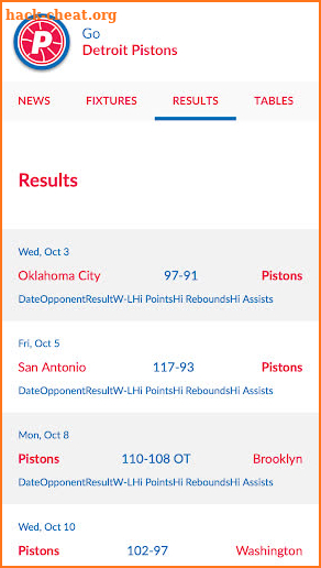 Detroit Pistons app screenshot