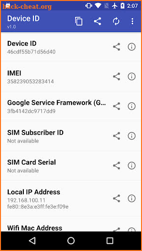 Device ID (Android ID) screenshot