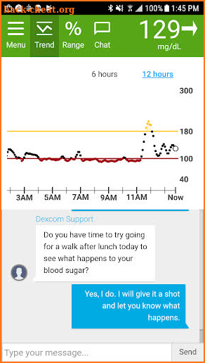 Dexcom Glucose Program App screenshot