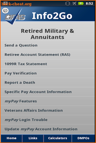 DFAS Info2Go screenshot