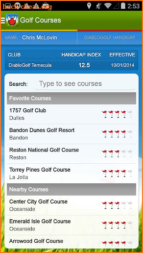 Diablo Golf Handicap Tracker screenshot