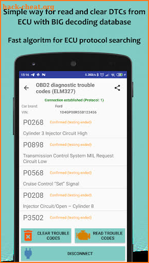 DiagScan-elm327 car diagnostic fault codes scanner screenshot