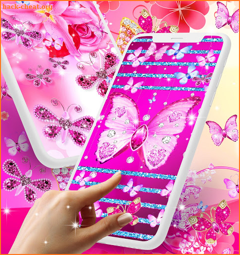 Diamond butterfly pink live wallpaper screenshot