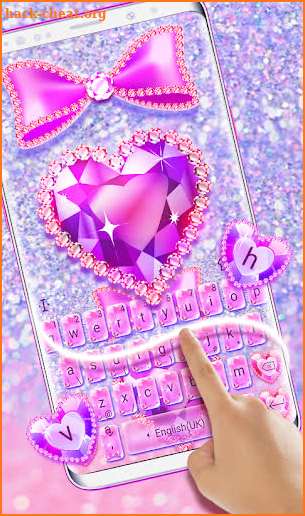 Diamond Heart Pink Bow Keyboard Theme screenshot