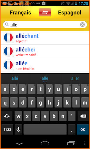 Dictionnaire espagnol-français screenshot