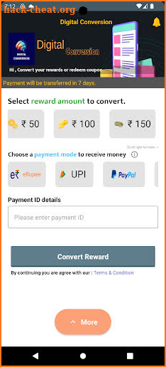 Digital Conversion-Redeem Cash screenshot