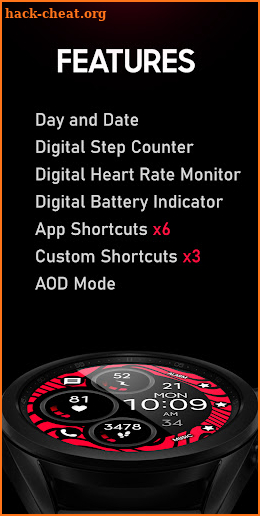 Digital Red Watch Face screenshot