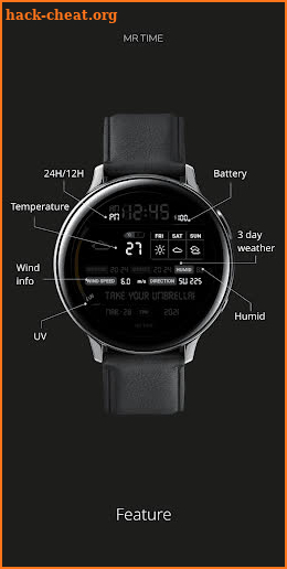 Digital Weather Info Black : Watch Face by MR TIME screenshot