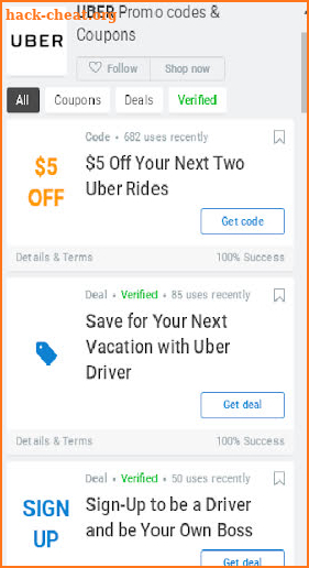 Discount Coupons for Uber screenshot