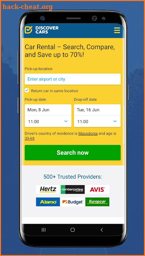 DiscoverCars.com Car Rental App screenshot