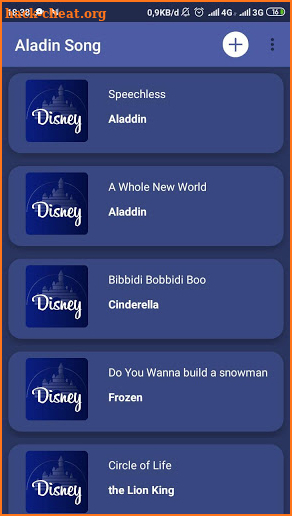 Disney songs + lyrics screenshot