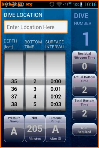 Dive Plan screenshot