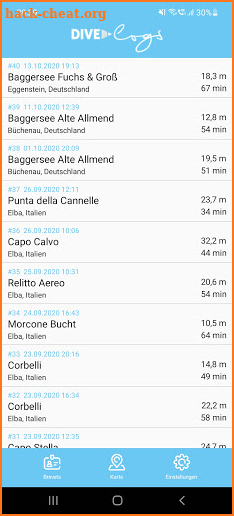 Divelogs screenshot