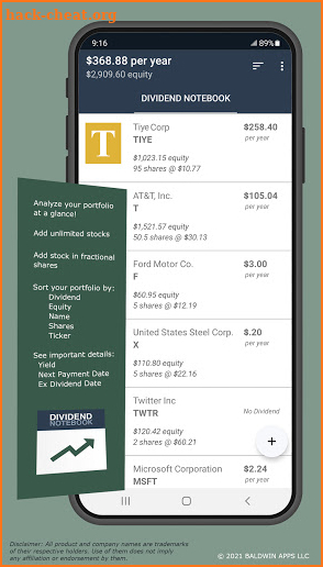 Dividend Notebook - US Stocks screenshot