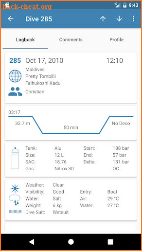 Diving Log screenshot
