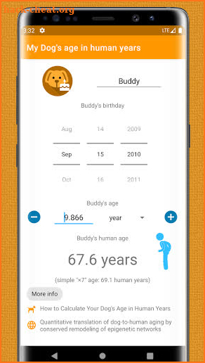 Dog's age in human years - New scientific formula screenshot