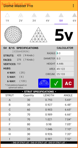 Dome Master PRO Geodesic Dome Calculator screenshot