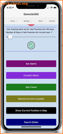 Domicile365 Day Count Tracking screenshot