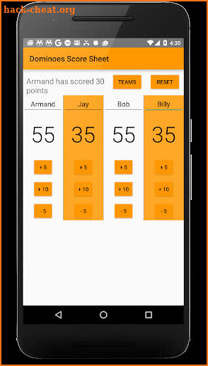 Domino Score Sheet screenshot