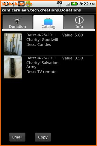 Donations screenshot