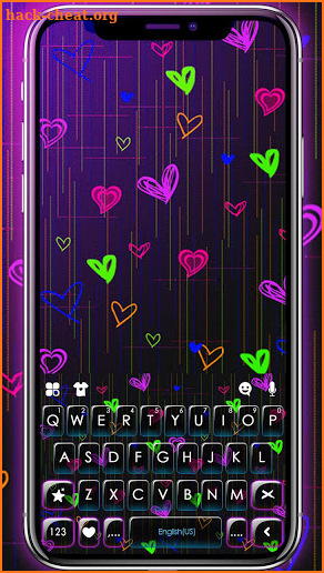 Doodle Neon Hearts Keyboard Theme screenshot