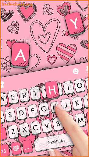 Doodle Pink Love Keyboard Theme screenshot