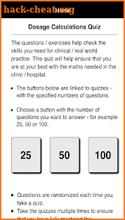 Dosage Calculations Quiz screenshot