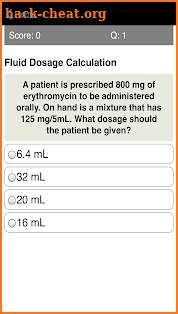 Dosage Calculations Quiz screenshot