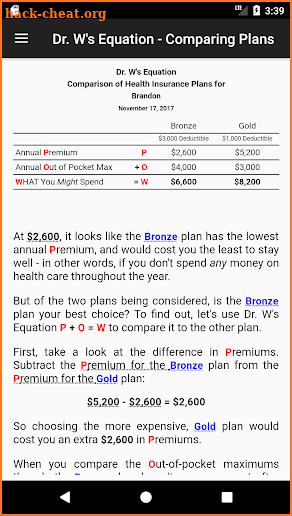 Dr. W's Equation. screenshot