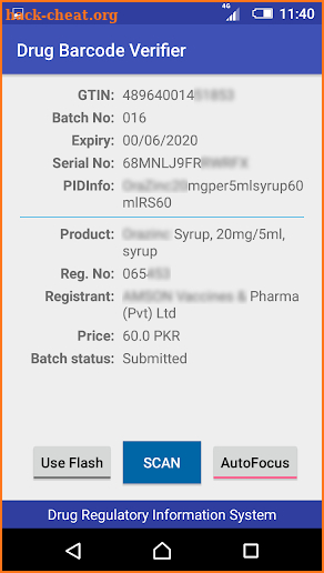 DRAP Drug Barcode Verifier screenshot