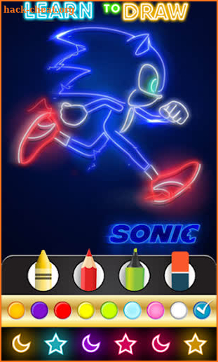 draw glow neon soni the hedgehogs cartoon screenshot